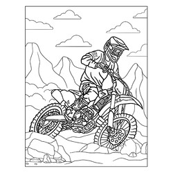 Раскраска Байкер на мотоцикле Кавасаки