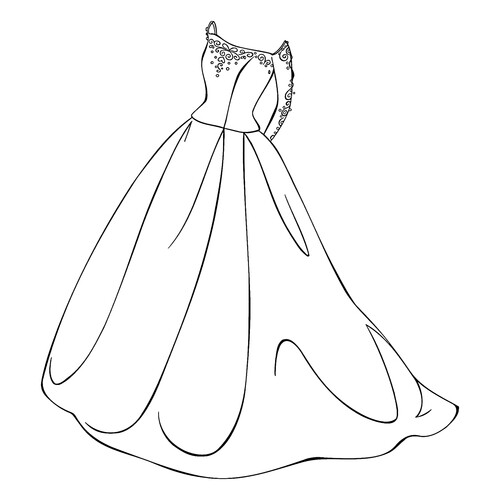 Раскраска Платье с длинными рукавами