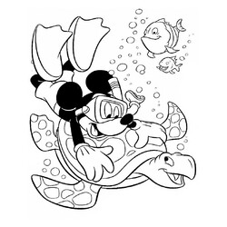 Раскраска Микки Маус в подводном мире