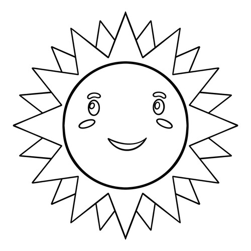 Раскраска Простое солнышко для дошкольников