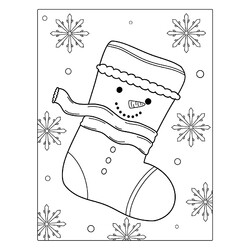 Раскраска Рождественский носок снеговичок