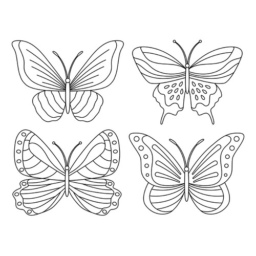 Раскраска Набор из 4 бабочек