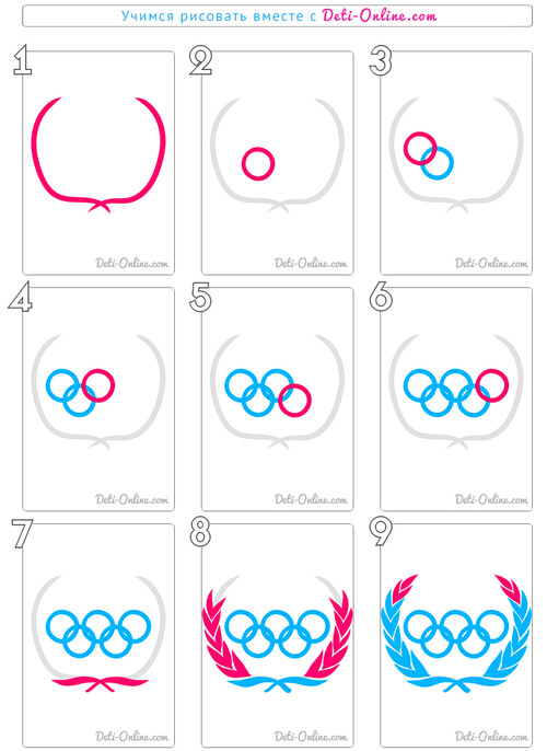 Как нарисовать олимпийские кольца