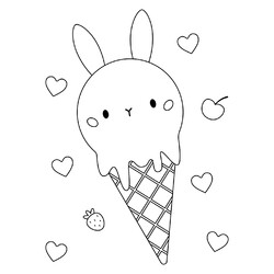 Раскраска Рожок мороженого с кроликом