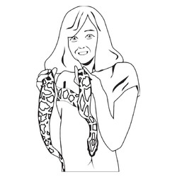Раскраска Девушка держит змею
