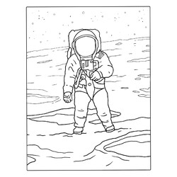 Раскраска Космонавт на поверхности Луны