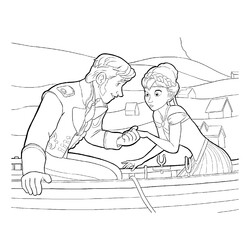 Раскраска Ханс и Анна в лодке