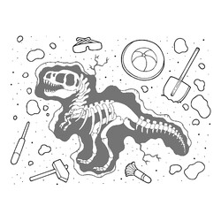 Раскраска Окаменелые останки динозавра