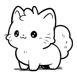 Раскраска Маленький аниме котёнок