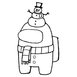 Раскраска Амонг Ас шляпка снеговик на Новый год