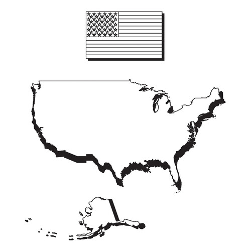 Раскраска Карта Америки и флаг