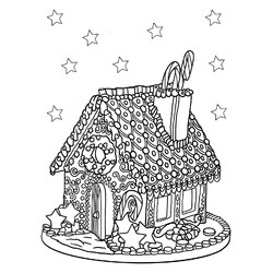 Раскраска Пряничный домик с узорами