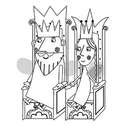 Раскраска Король и Королева Чертополох на троне