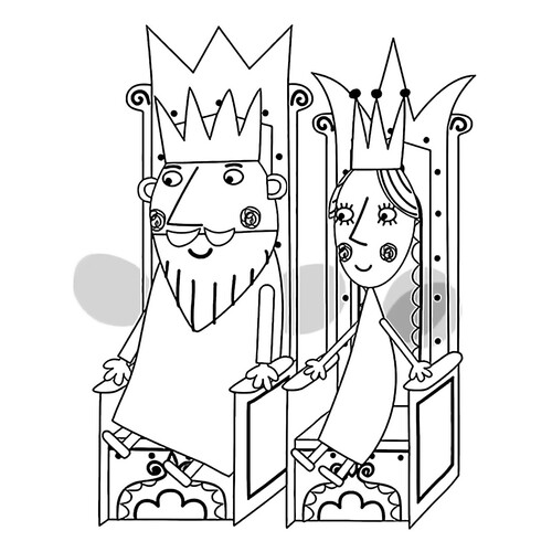 Раскраска Король и Королева Чертополох на троне