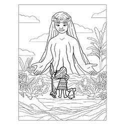 Раскраска Моана и богиня Те Фити