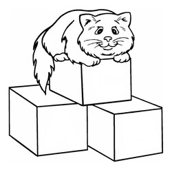 Раскраска Кошка на кубиках