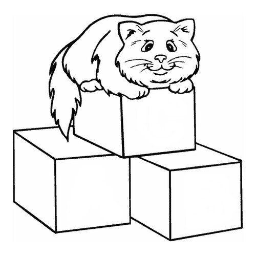 Раскраска Кошка на кубиках