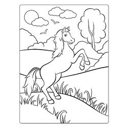 Раскраска Лошадь на природе