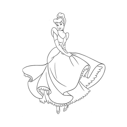 Раскраска Принцесса Золушка в бальном платье