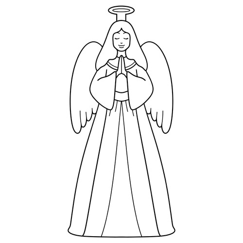 Раскраска Шаблон молящегося ангела