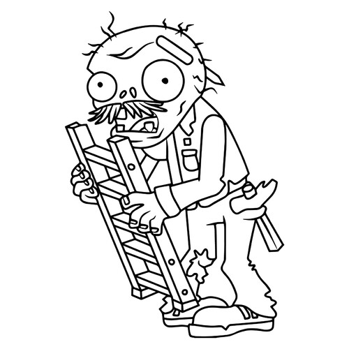 Раскраска Зомби с лестницей