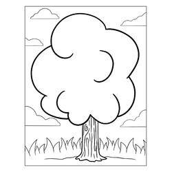 Раскраска Простое дерево для детского сада