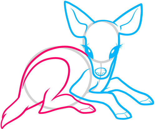 Как нарисовать оленёнка Бэмби 5