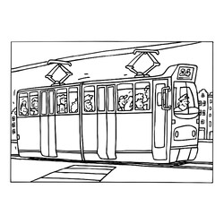 Раскраска Карикатурный трамвай