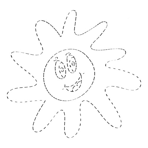 Раскраска Солнышко по точкам для малышей