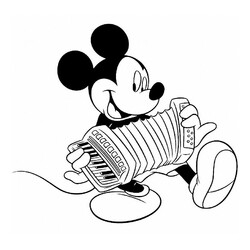 Раскраска Микки Маус играет на аккордионе