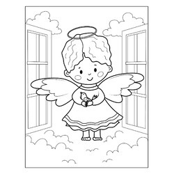 Раскраска Очаровательный ангелочек для малышей