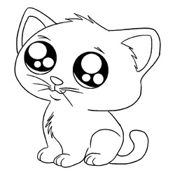 Раскраска Котёнок-аниме