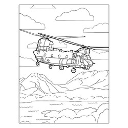 Раскраска Вертолет с тандемным винтом