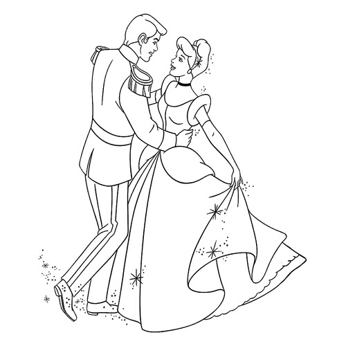 Раскраска Танцующие принц и принцесса