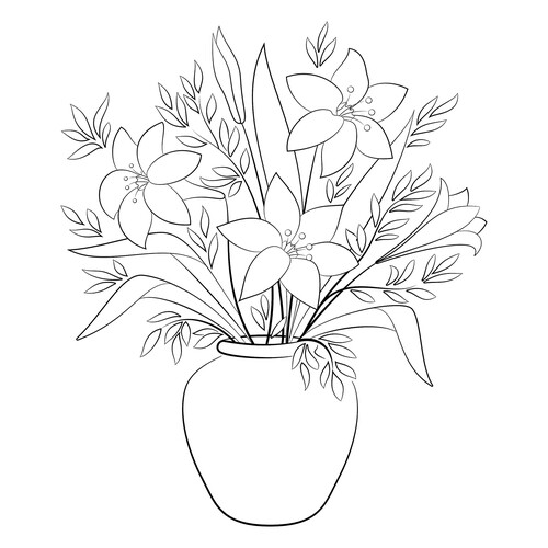 Раскраска Красивая ваза с цветами