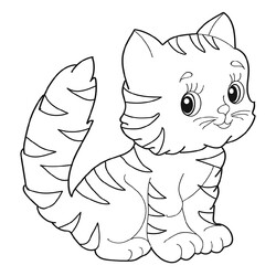 Раскраска Полосатый котёнок
