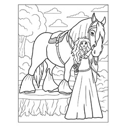 Раскраска Мерида со своей лошадью
