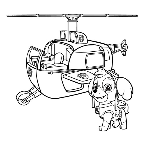 Раскраска Скай и спасательный вертолет