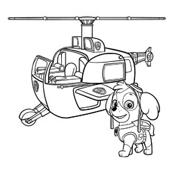 Раскраска Скай и спасательный вертолет