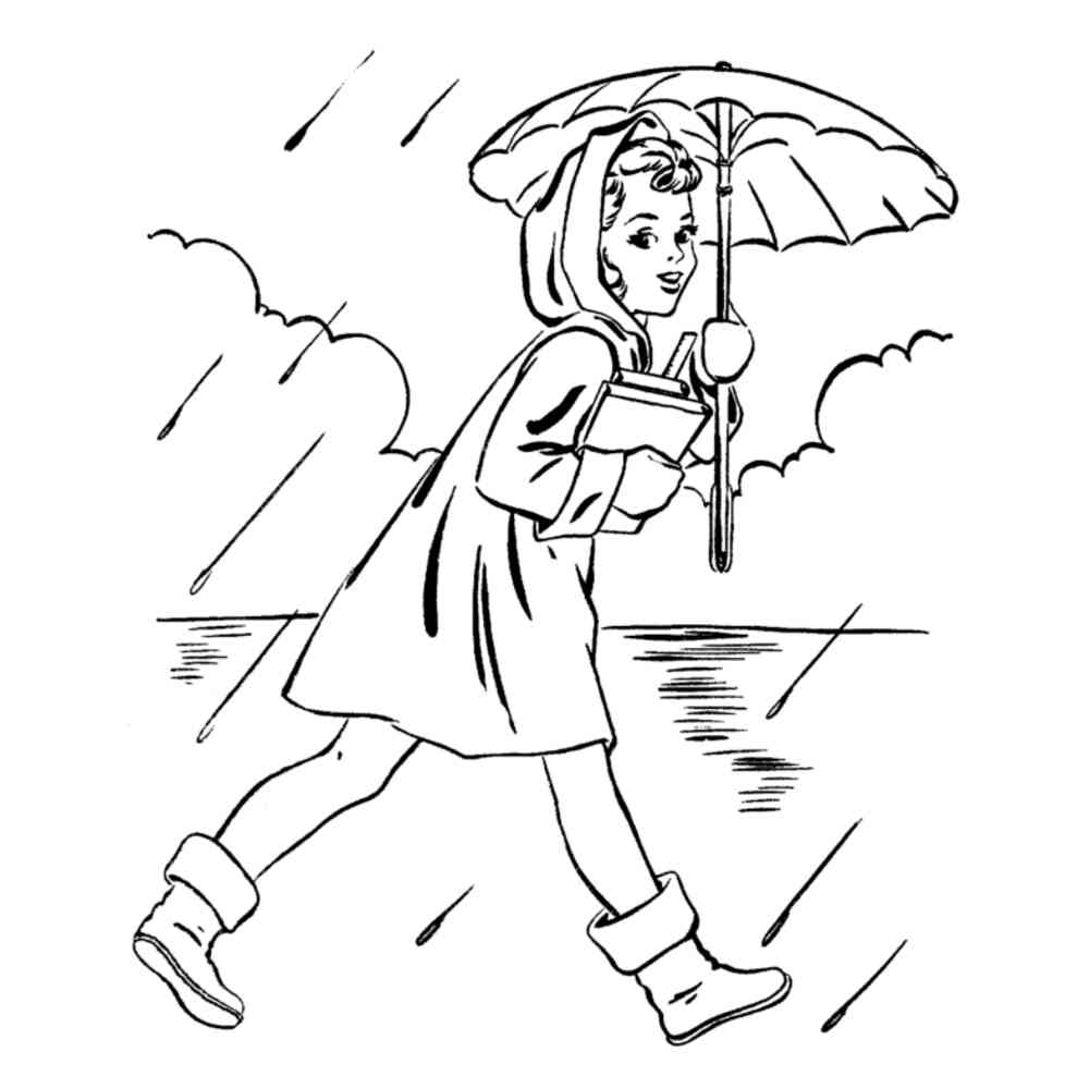 Девочка с зонтом раскраска