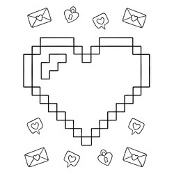 Раскраска Пиксельное сердечко майнкрафт