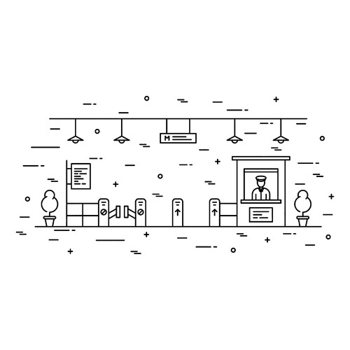 Раскраска Турникет и касса в метро