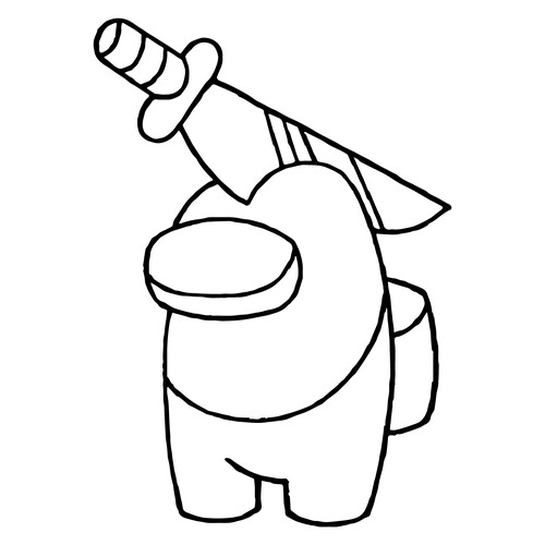 Раскраска Амонг Ас персонаж с ножом на голове