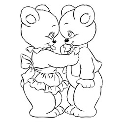 Раскраска Медвежата на День всех влюблённых
