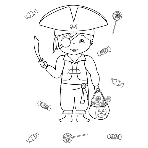 Раскраска Мальчик в костюме пирата
