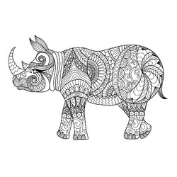 Раскраска Носорог со сложными узорами