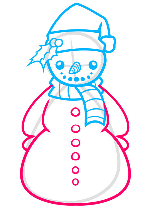 Как нарисовать снежную бабу 6