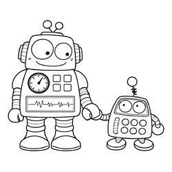Раскраска Робот мама и малыш