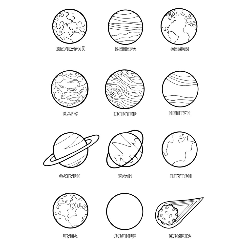 Изображения по запросу Планеты солнечной системы раскраска