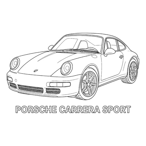 Раскраска Порше 911 Каррера Спорт 1988